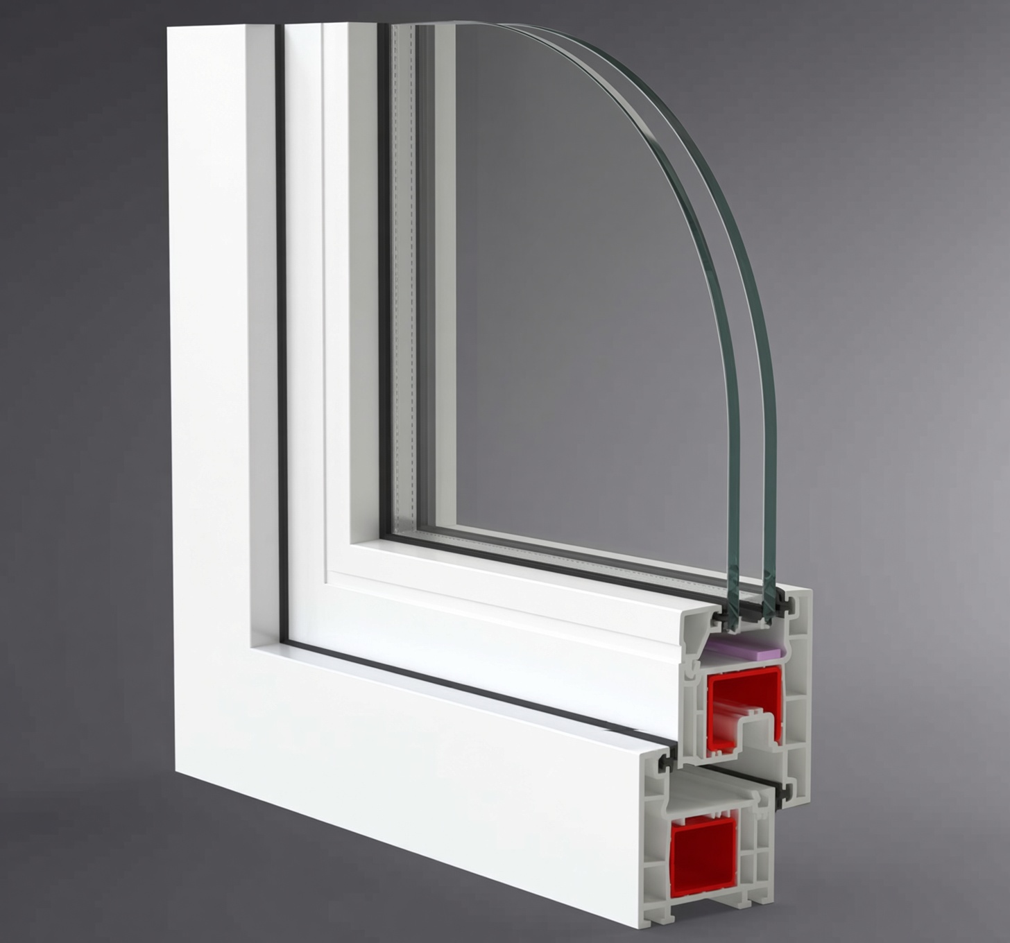 Salamander Streamline 60 3D cutaway showing frame, sash, steel reinforcement, and dual-pane glazing